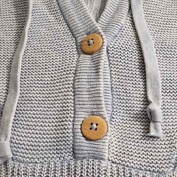 Lightweight Transitional Layering Boxy Sweater Natural Cotton Blend Wood Buttons - Picture 7 of 11